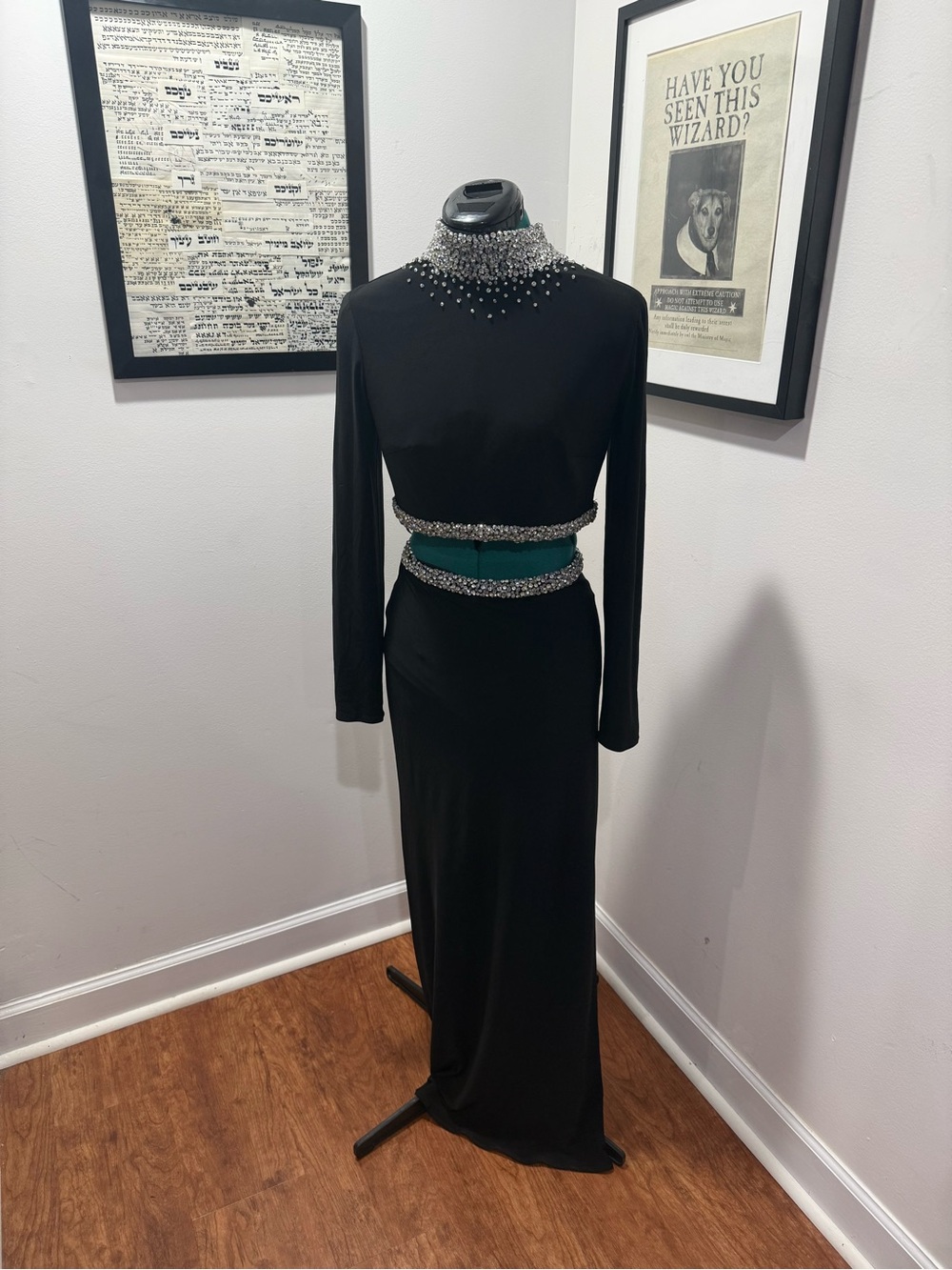 Mac Duggal ONE OF A KIND Elegant Black Beaded High-Neck Two-Piece Evening Gown